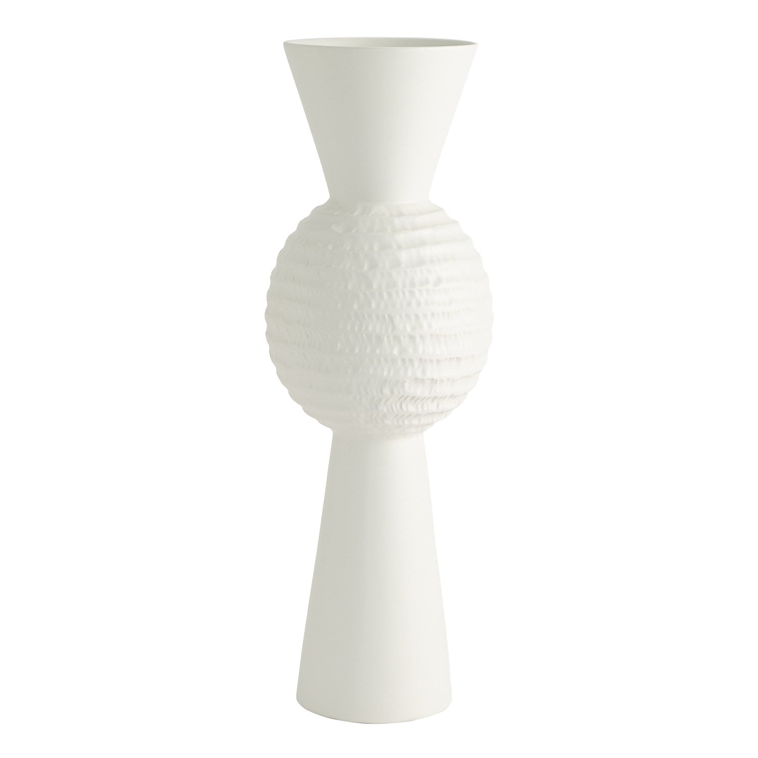 Global Views Matte White Chiseled Orb Vase