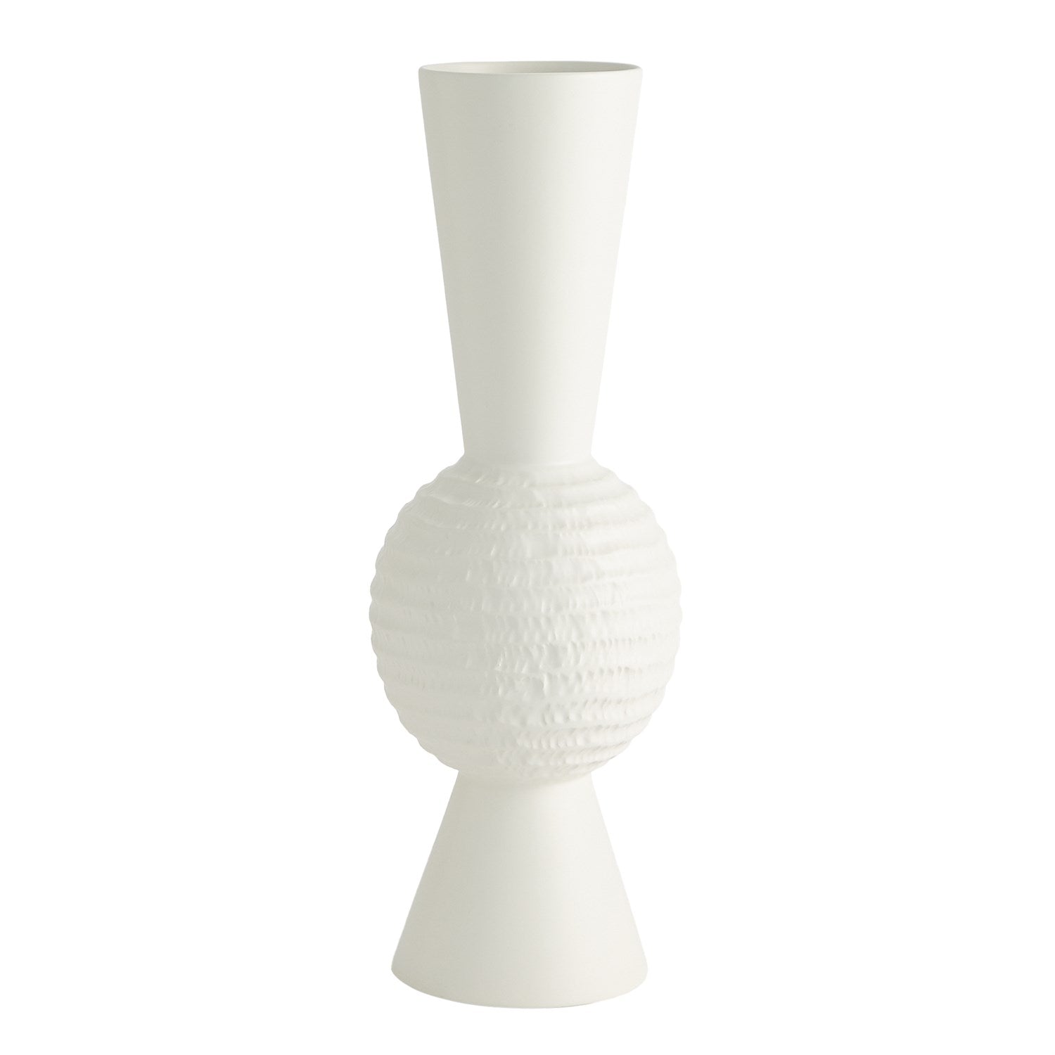 Global Views Matte White Chiseled Orb Vase