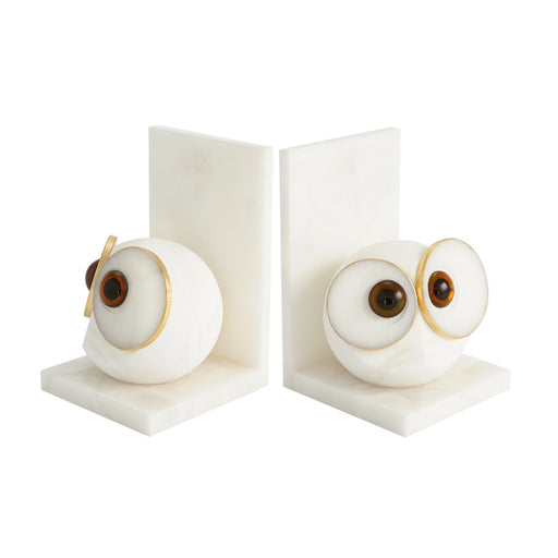 Global Views Alabaster Big Eyed Owl Bookends - Large - Set of 2