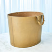 Global Views Putty Oversized Oval Leather Basket