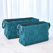 Global Views Azure Soft Woven Leather Basket