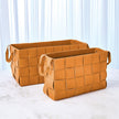Global Views Orange Soft Woven Leather Basket