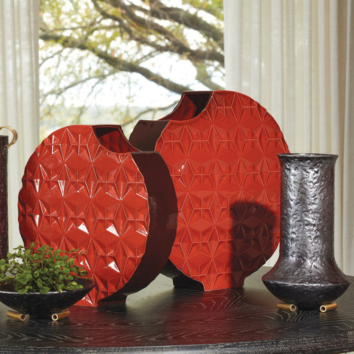 Global Views Geometric Vase - Red