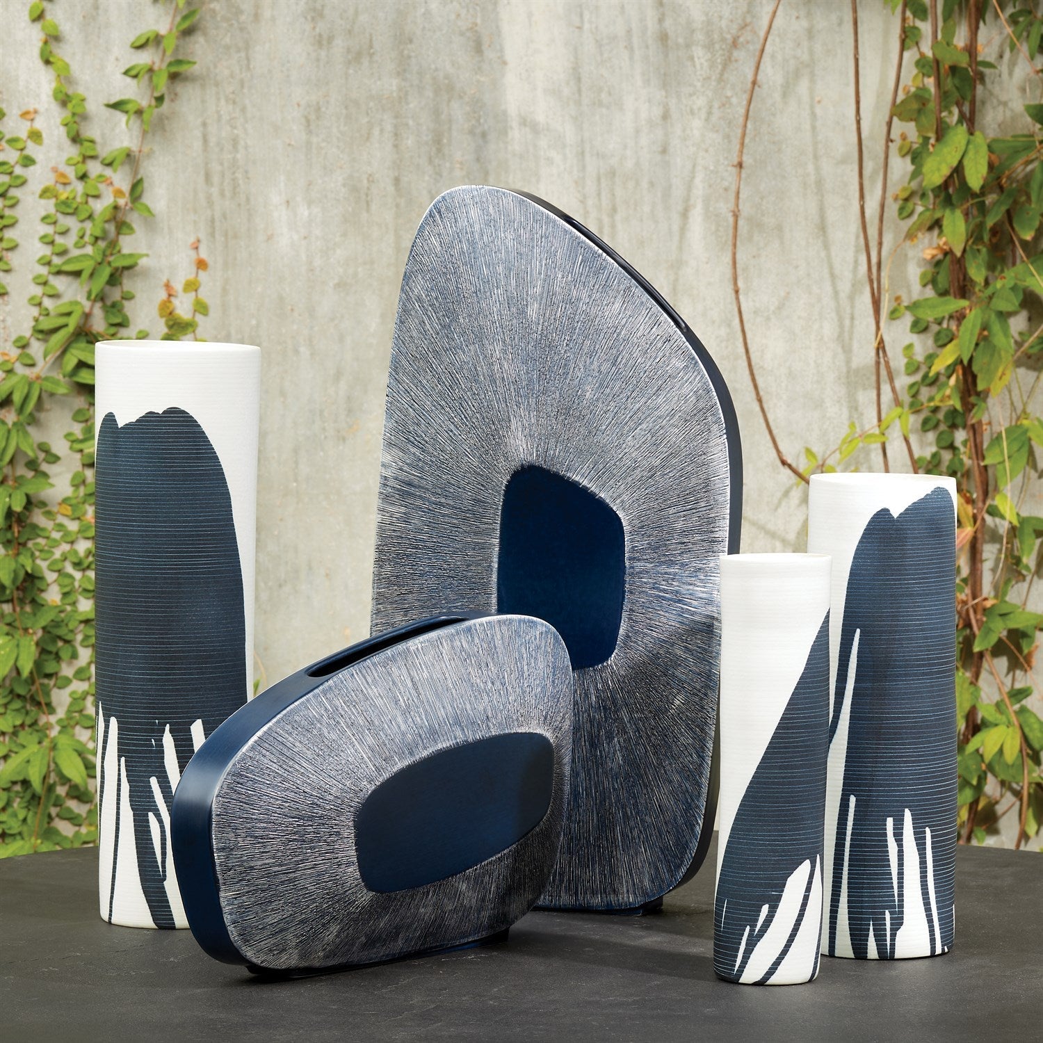 Global Views Ink Offset Square Scratch Vase