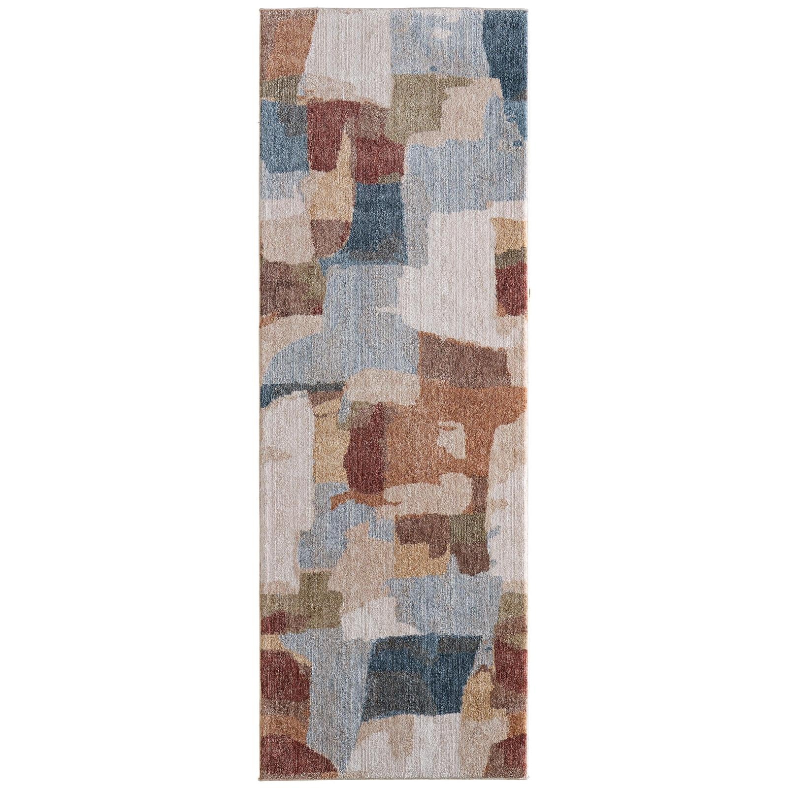 Feizy Pearson 39SDF Modern Abstract, Blue/Ivory/Orange, Rug