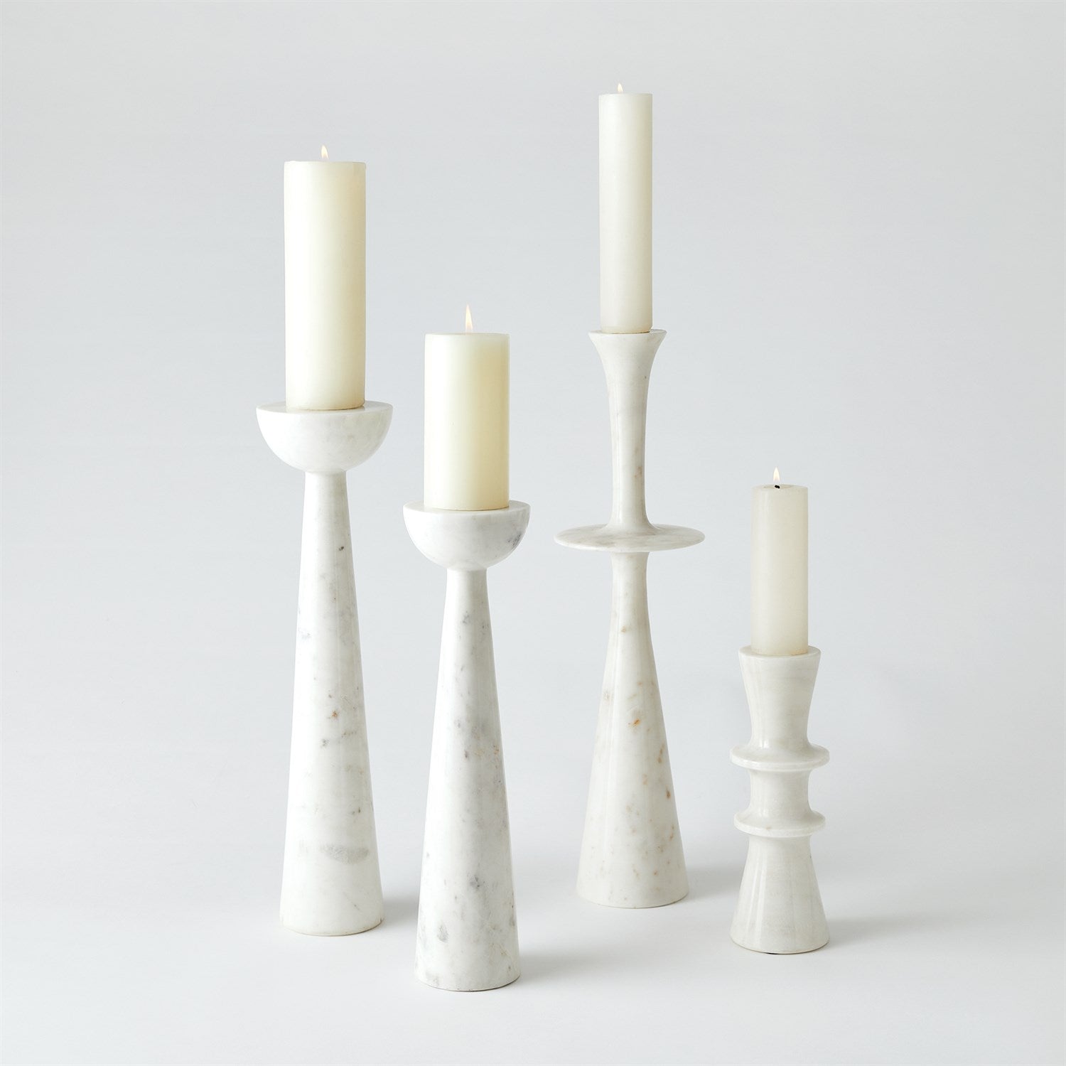 Global Views White Double Flair Candle Stand