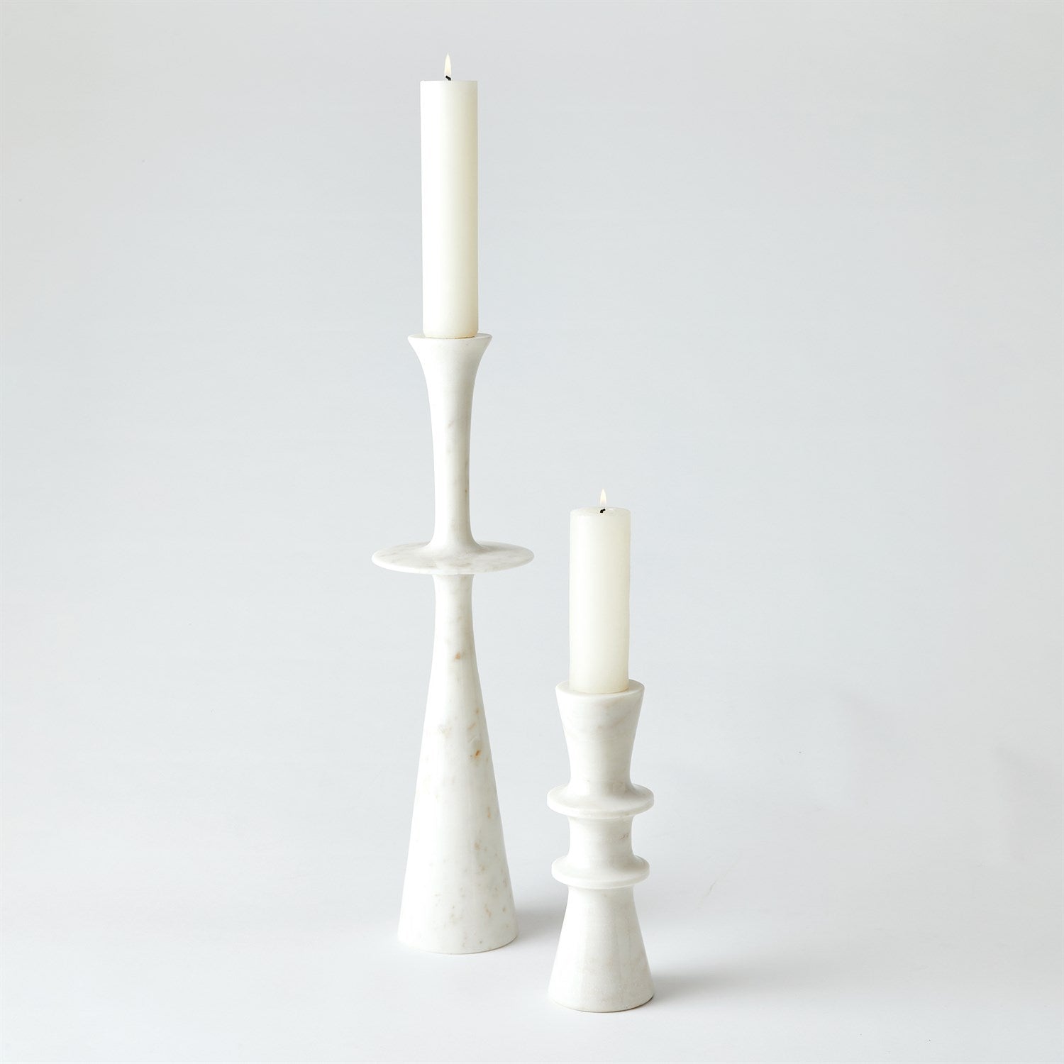 Global Views White Double Flair Candle Stand