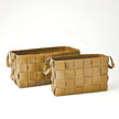 Global Views Putty Soft Woven Leather Basket