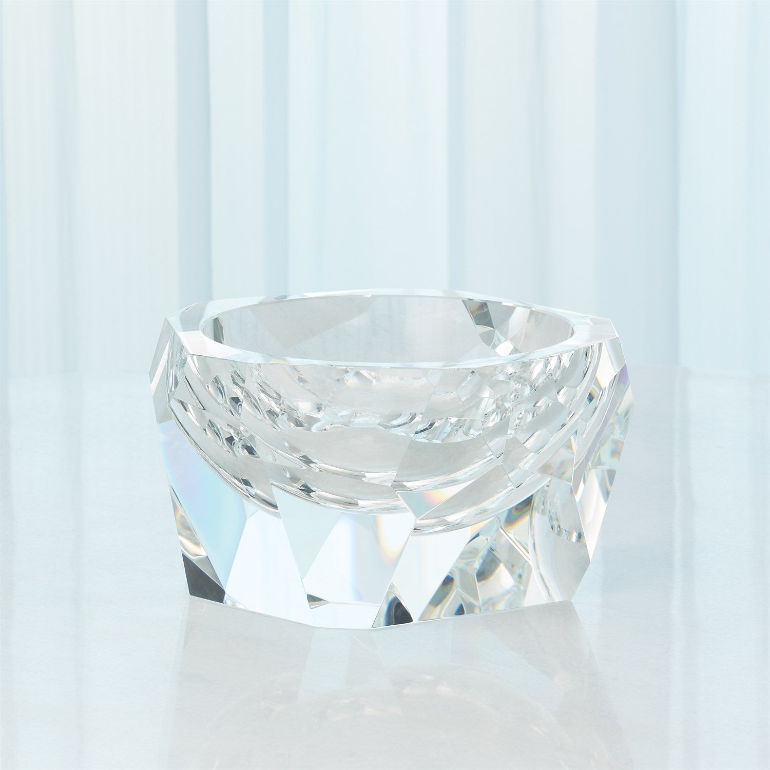 Global Views Clear Multi Facet Crystal Bowl