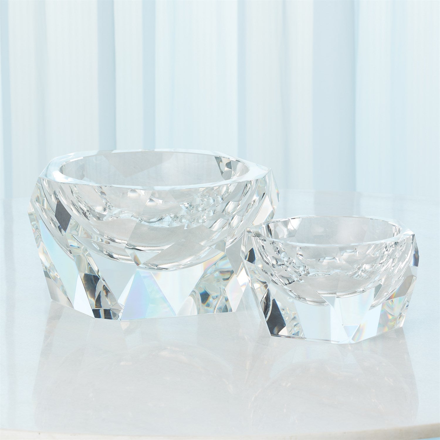 Global Views Clear Multi Facet Crystal Bowl