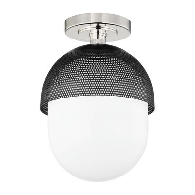 Hudson Valley Lighting Nyack 1 Light 9 inch Polished Nickel/Black Semi Flush Ceiling Light Clearance
