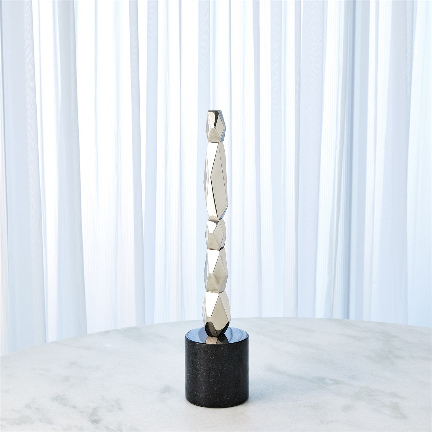 Global Views Nickel Facet Block Sculpture