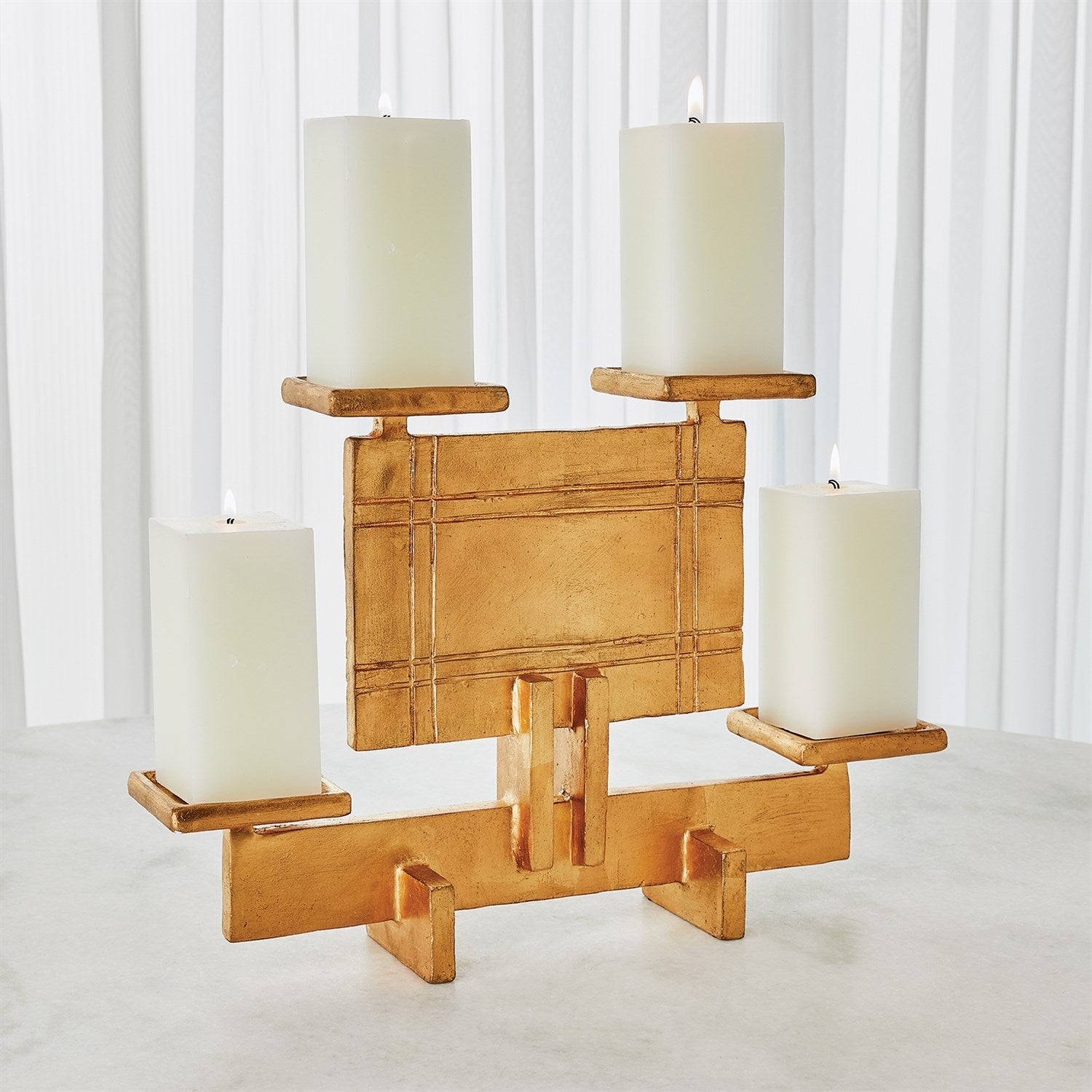 Global Views Gold Industrial Era Candleholder Clearance