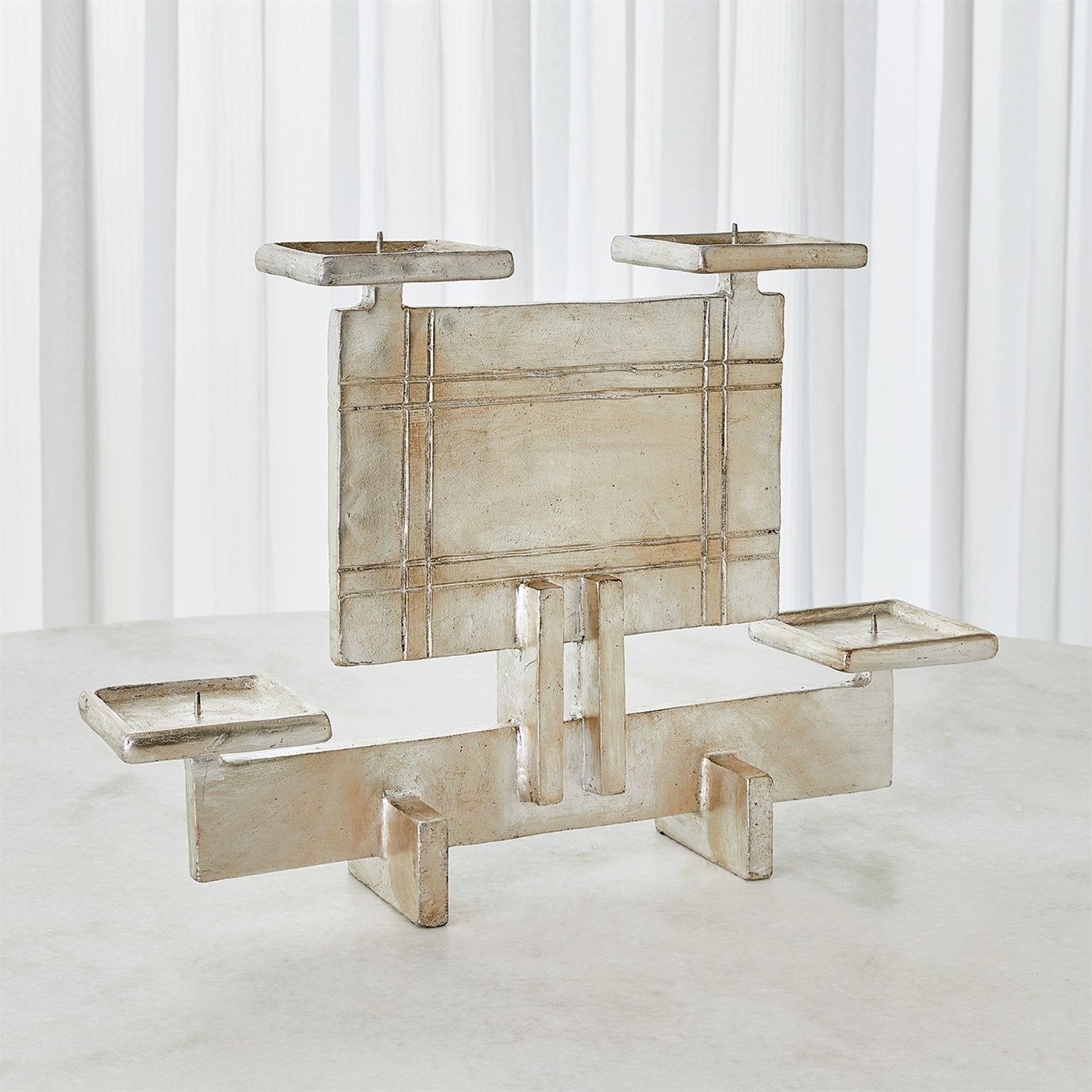 Global Views Silver Industrial Era Candleholder Clearance