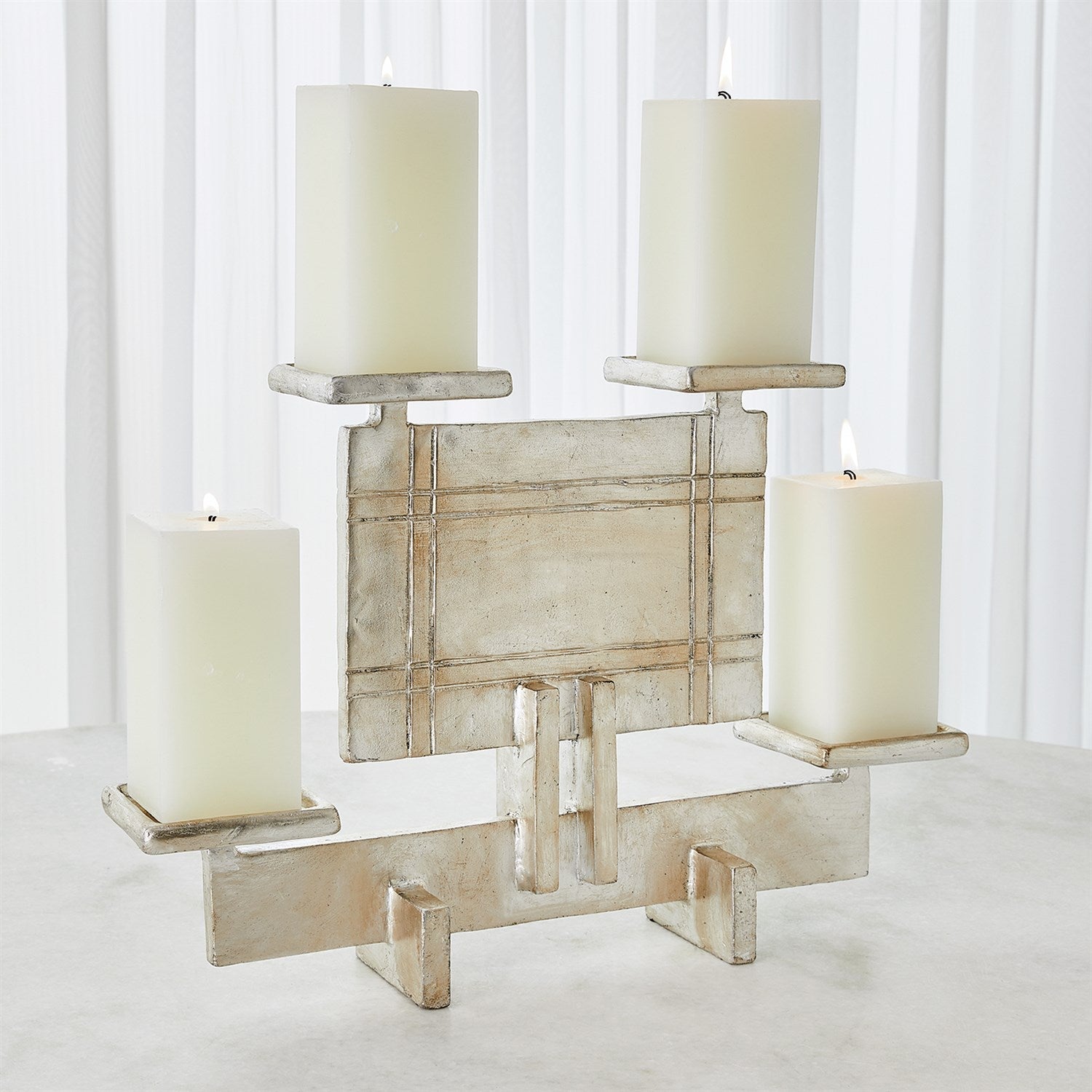 Global Views Silver Industrial Era Candleholder Clearance