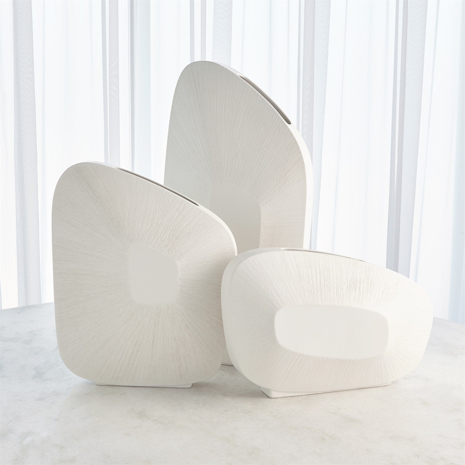 Global Views Matte White Offset Square Scratch Vase