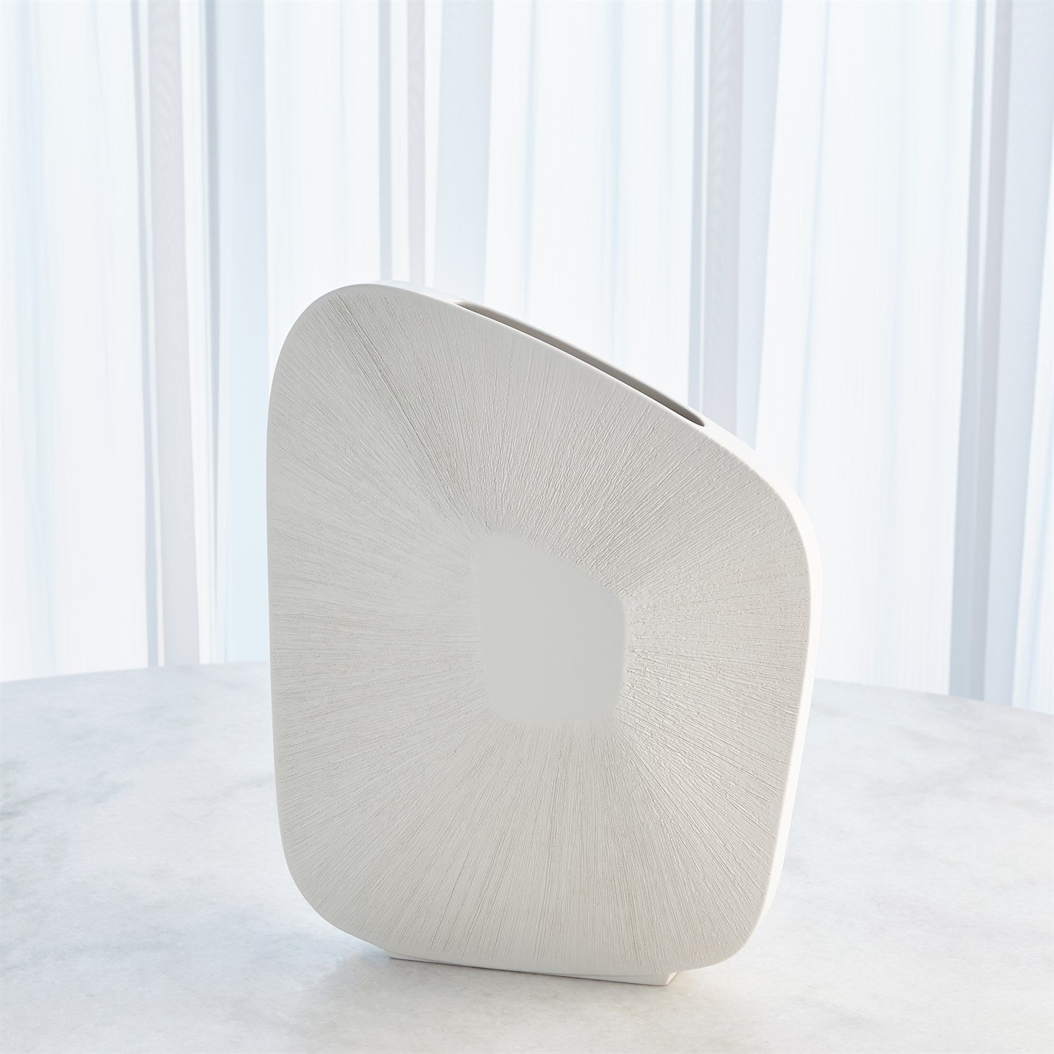 Global Views Matte White Offset Square Scratch Vase