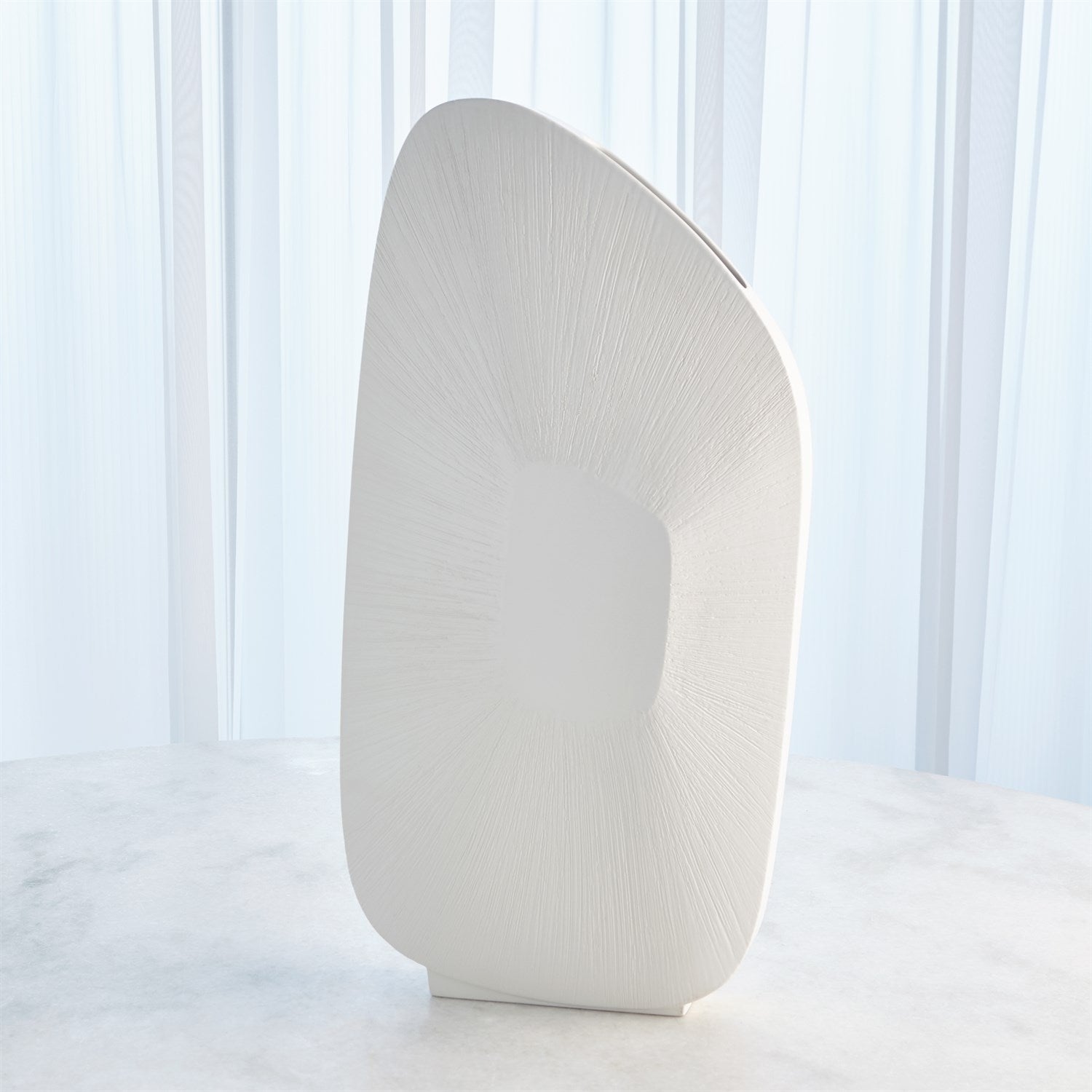 Global Views Matte White Offset Square Scratch Vase