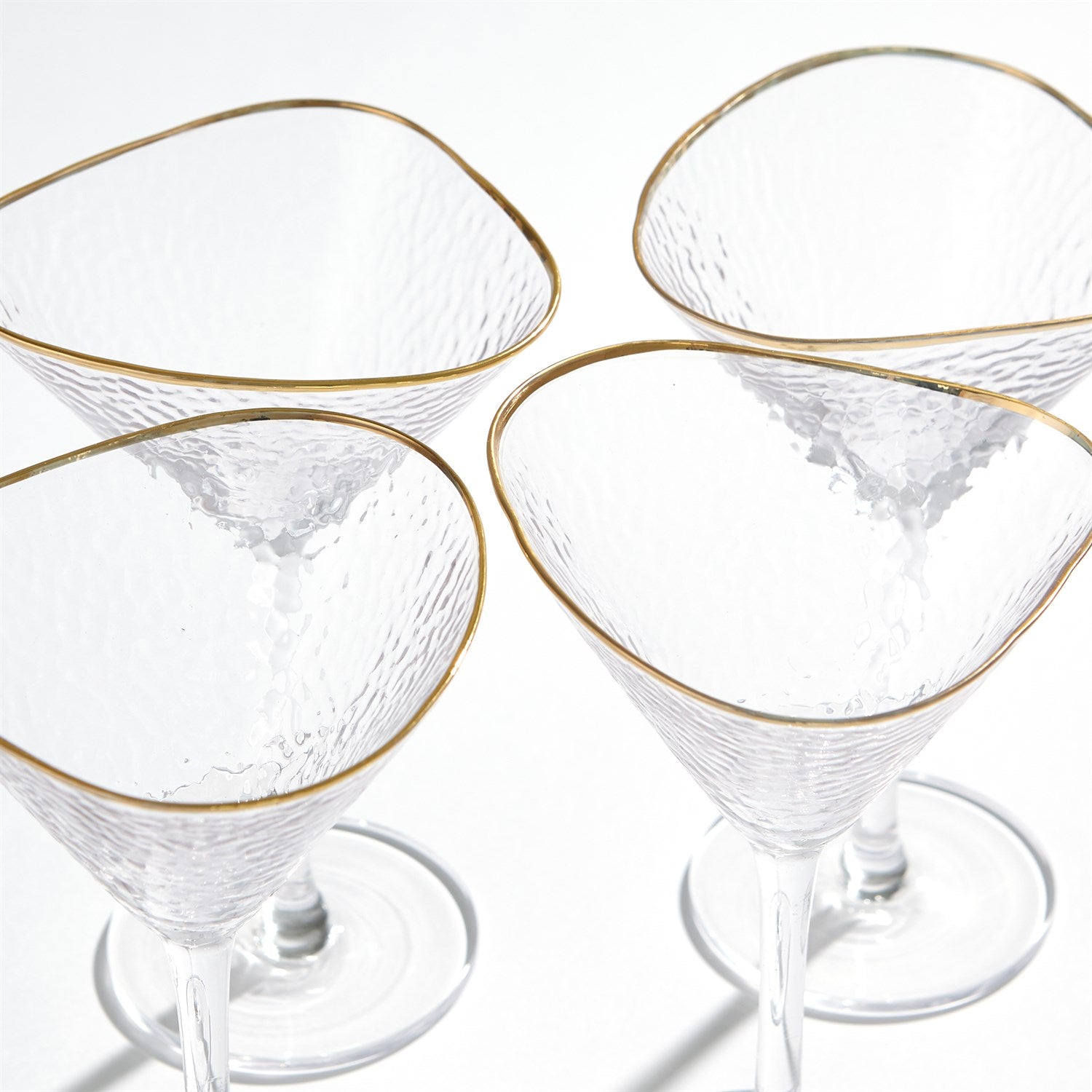 Global Views Hammered Martini Glasses with Gold Rim - Set of 4
