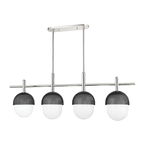 Hudson Valley Lighting Nyack 4 Light 52 inch Polished Nickel/Black Island Light Ceiling Light Clearance