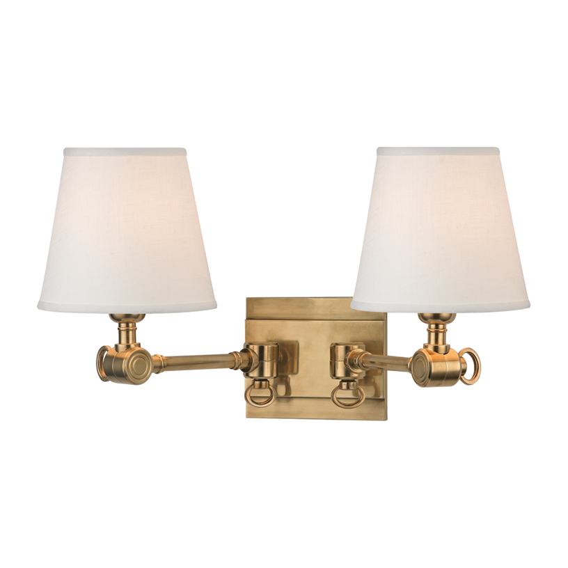 Hudson Valley Lighting Hillsdale 2 Light 18 inch Aged Brass Wall Sconce Wall Light