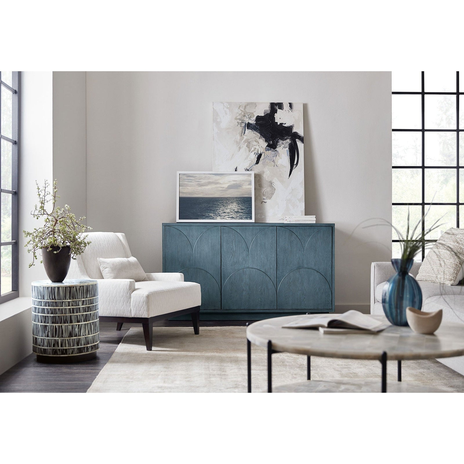 Hooker Furniture Melange Round Valley Three Door Entertainment Credenza