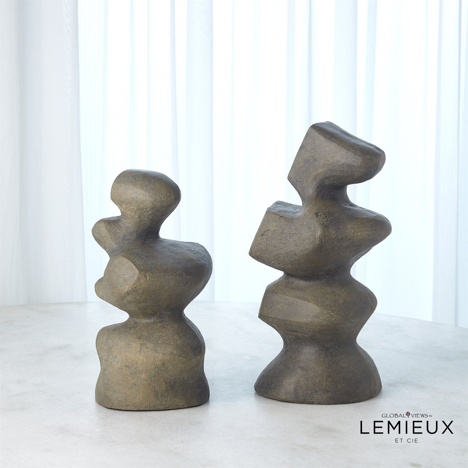 Global Views Dark Grey Mguyon Sculptures Set of 2