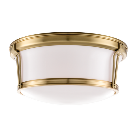 Hudson Valley Lighting Newport 3 Light 15 inch Aged Brass Flush Mount Ceiling Light