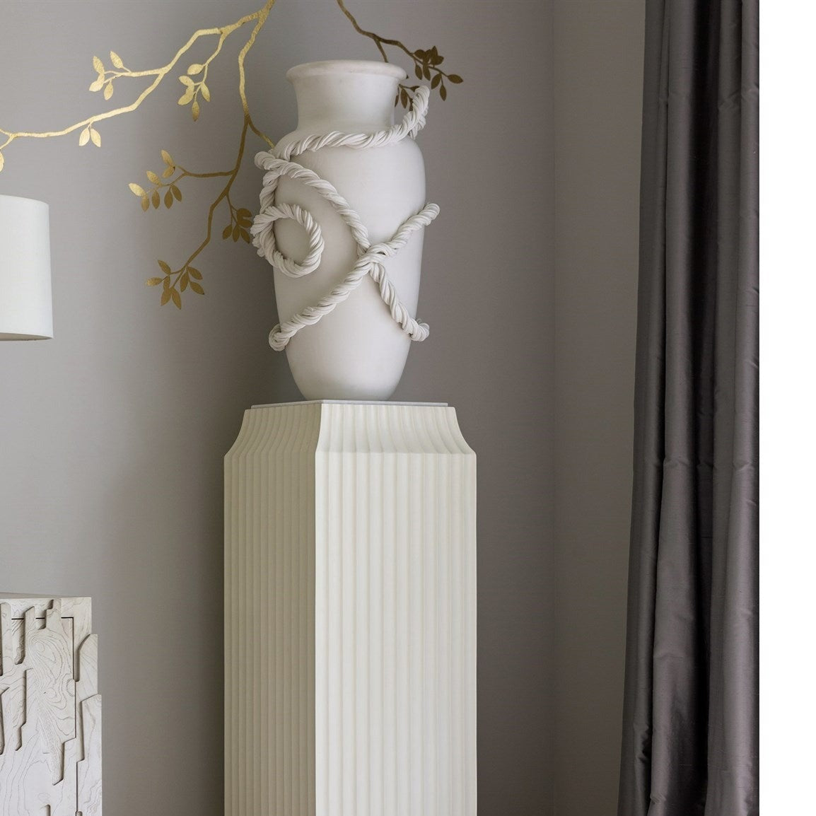 Global Views Matte White Twisted Amphora Vase