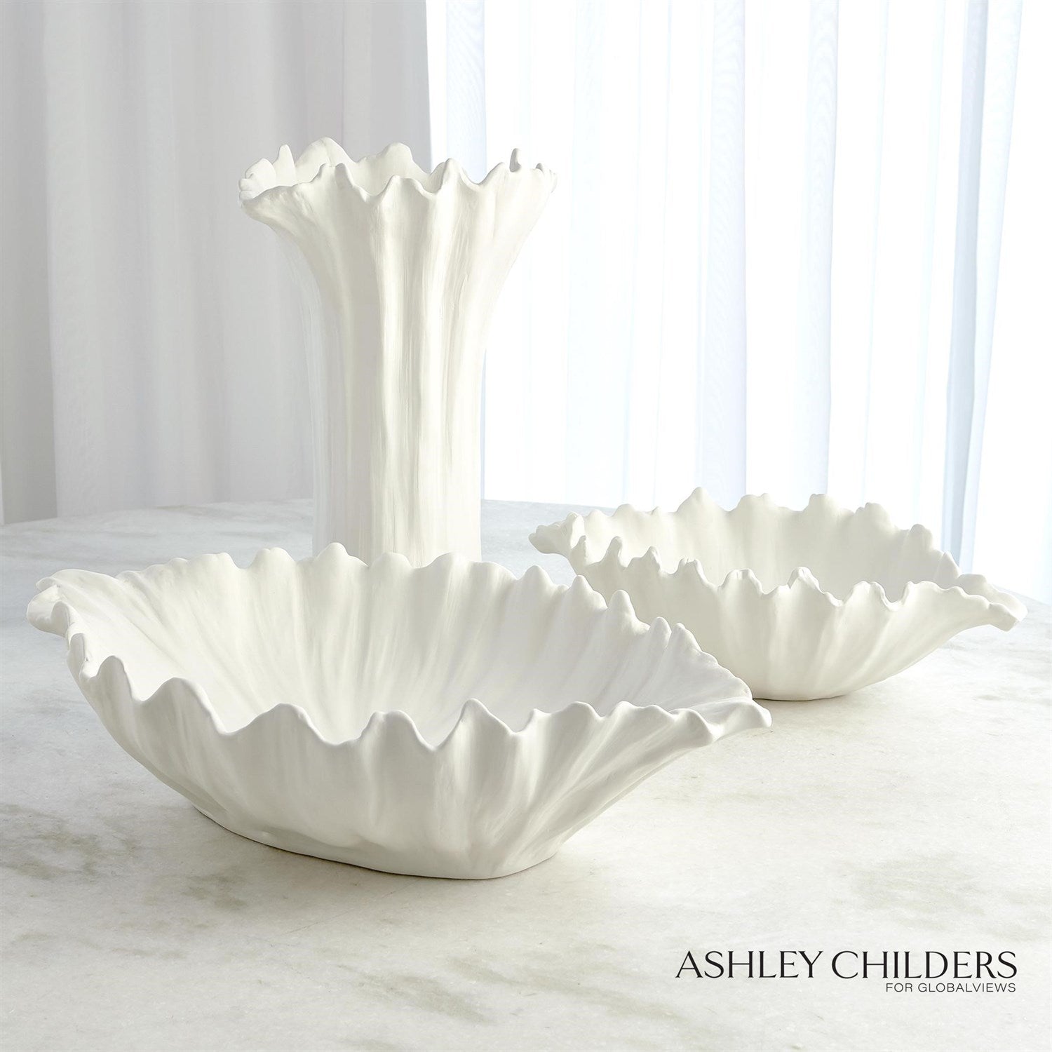 Global Views White Organic Wave Oval Bowl