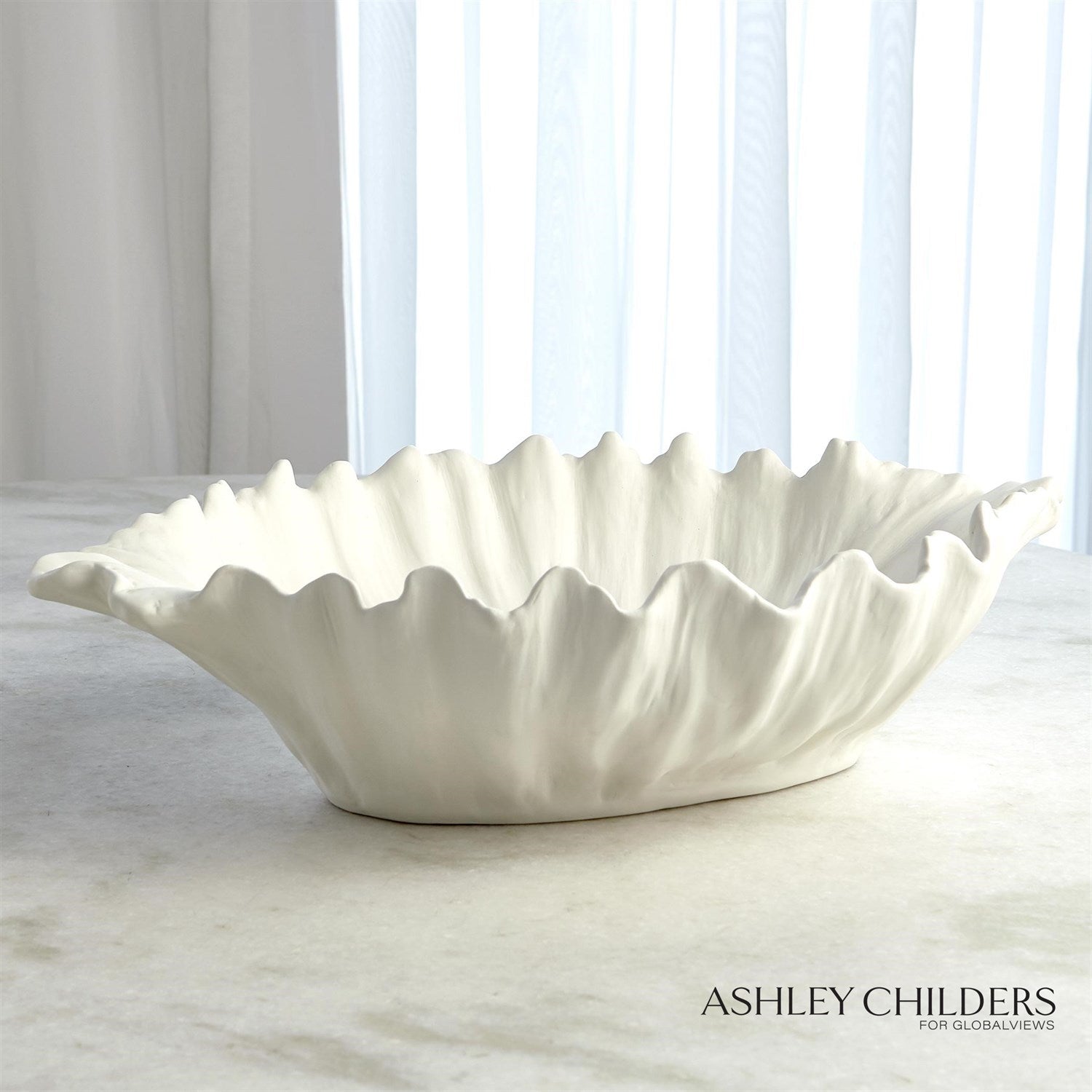 Global Views White Organic Wave Oval Bowl
