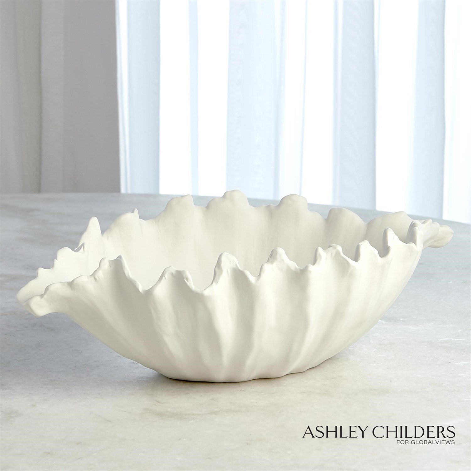 Global Views White Organic Wave Oval Bowl
