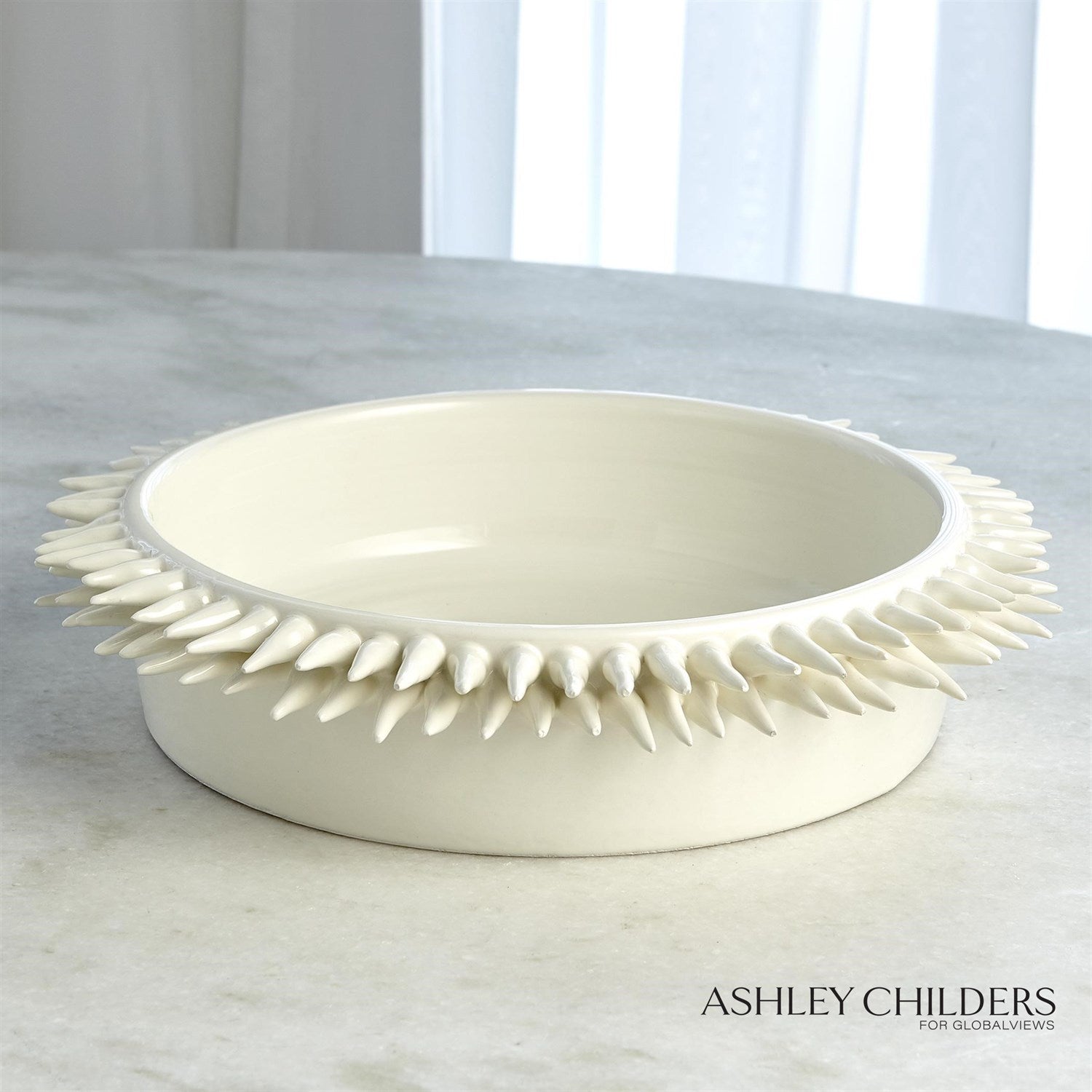 Global Views White Spike Low Bowl by Ashley Childers Clearance