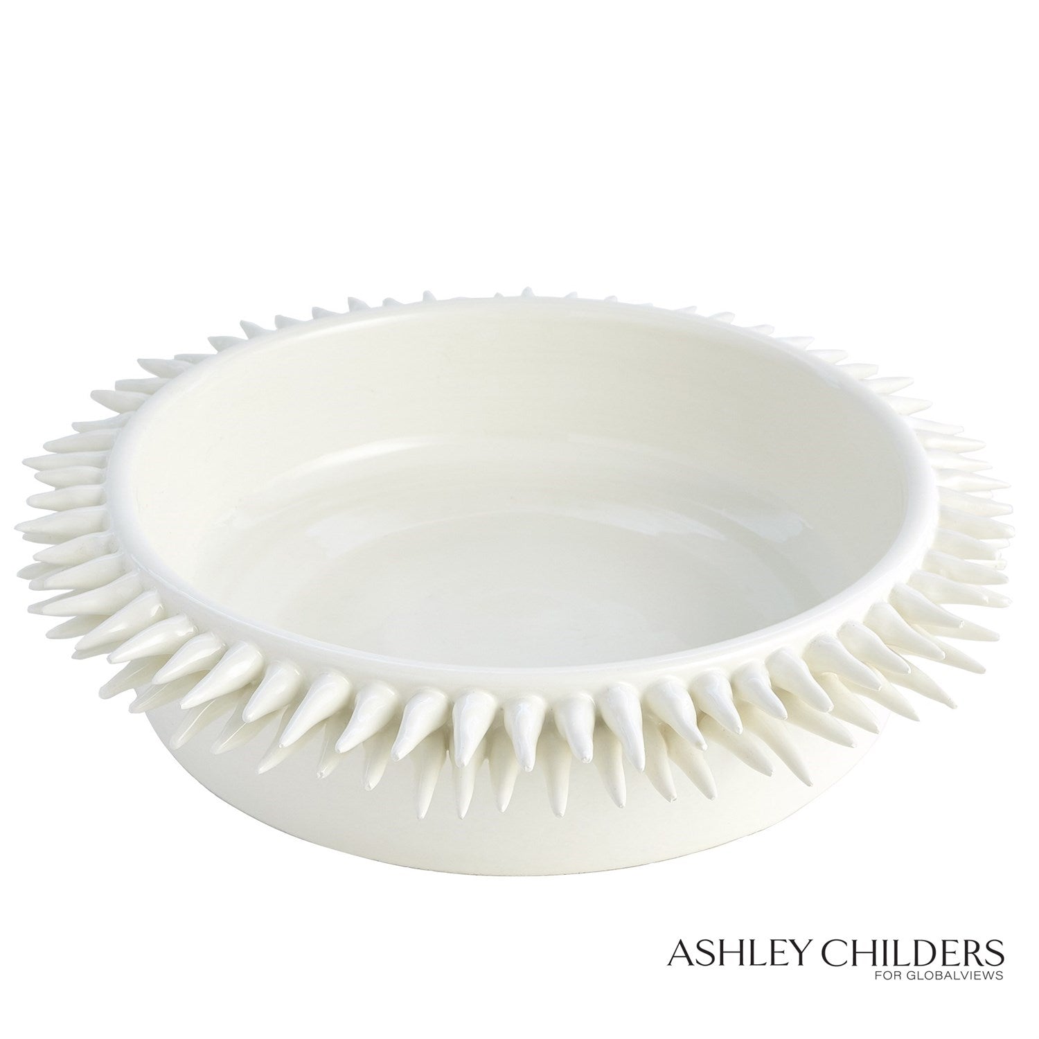 Global Views White Spike Low Bowl by Ashley Childers Clearance