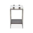 Magnussen Home Paradox Pearl White And Roasted Almond And Brushed Platinum Rectangular Accent Table