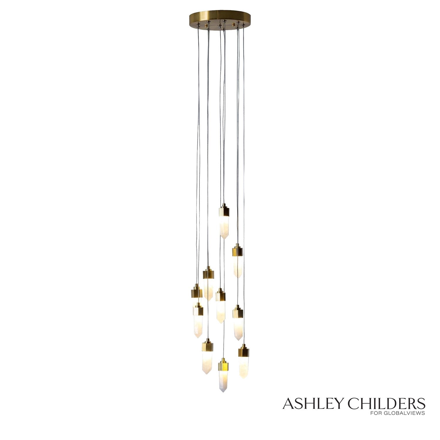 Global Views Satin Brass 10 Drop Round Leo Pendant