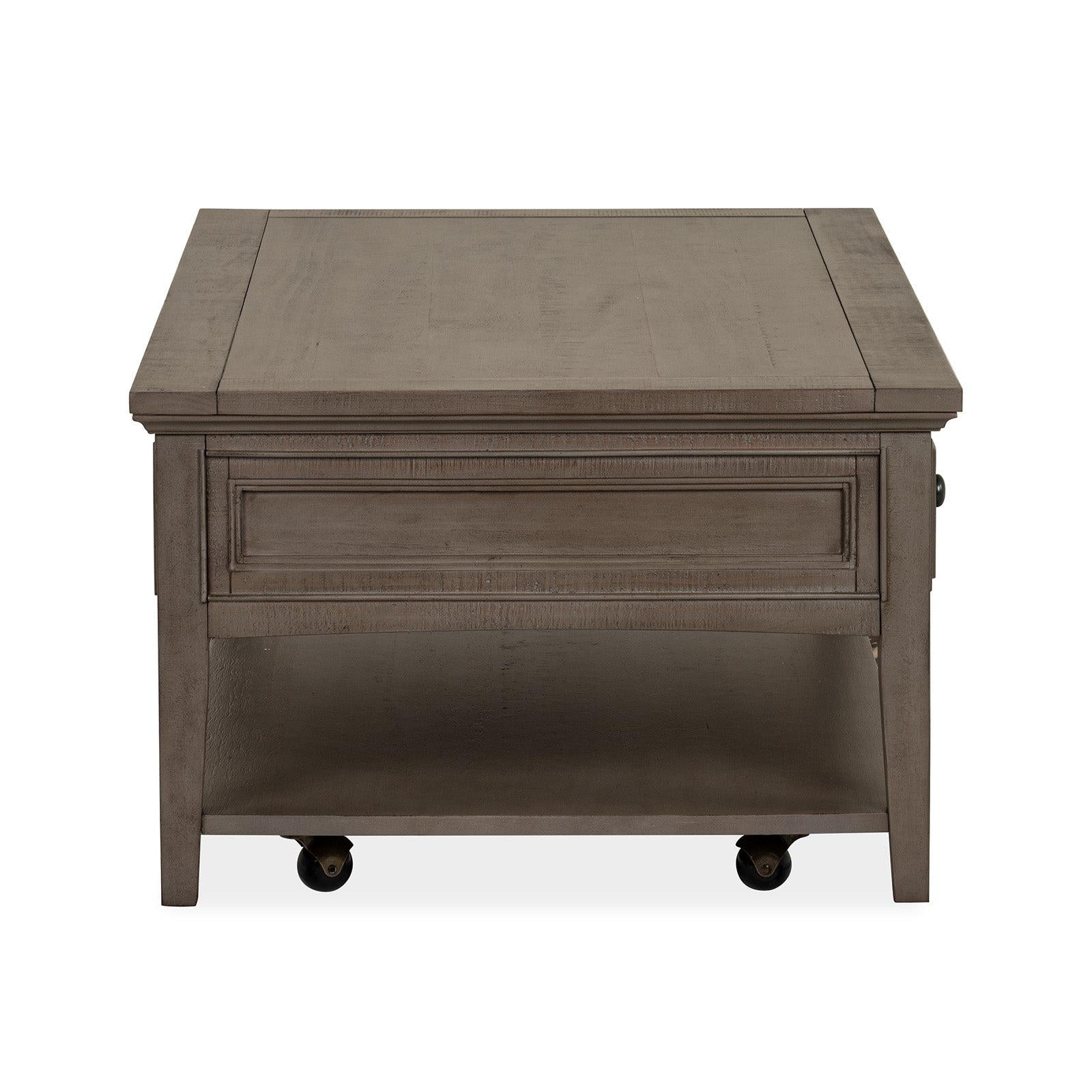 Magnussen Home Paxton Place Dovetail Grey Rectangular Cocktail Table With Casters