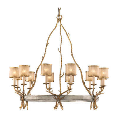 Corbett Parc Royale 12 Light Vintage Gold Leaf Chandelier Ceiling Light