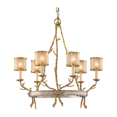 Corbett Parc Royale 6 Light Vintage Gold Leaf Chandelier Ceiling Light