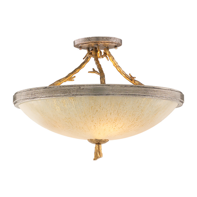 Corbett Parc Royale 3 Light Vintage Gold Leaf Semi Flush Ceiling Light