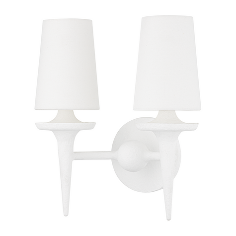 Hudson Valley Lighting Torch 2 Light 13.5 inch White Plaster Wall Sconce Wall Light