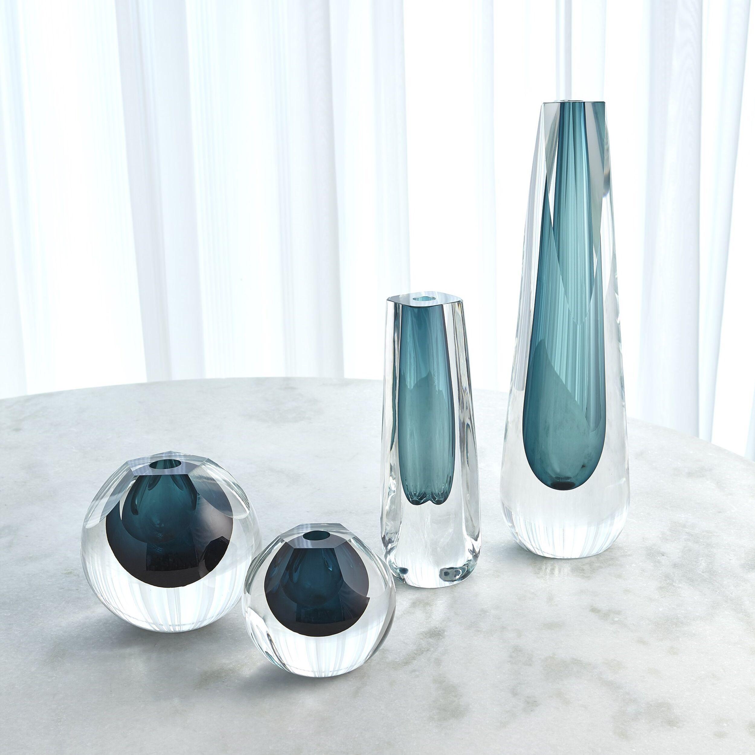 Global Views Triangle Cut Glass Vase