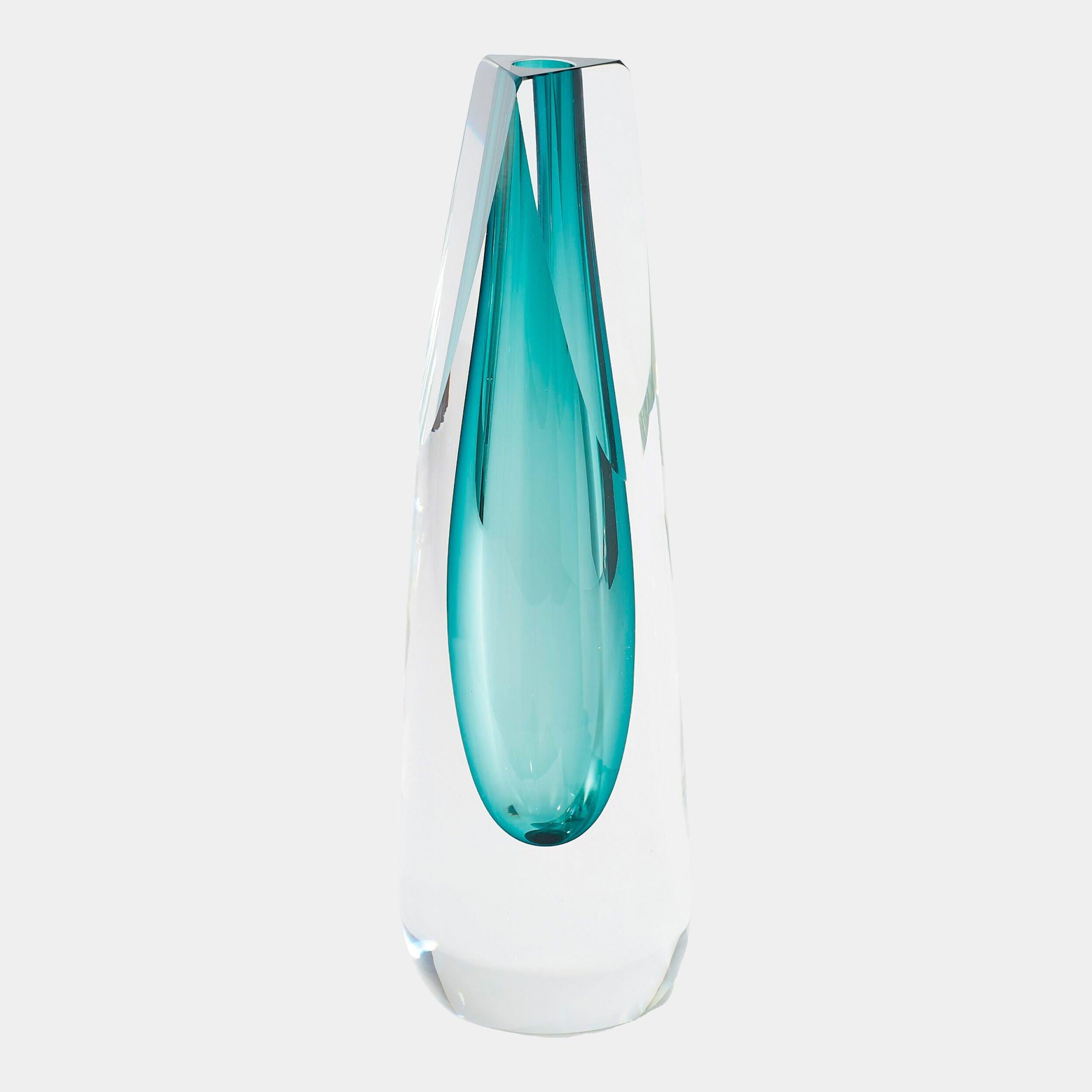 Global Views Triangle Cut Glass Vase
