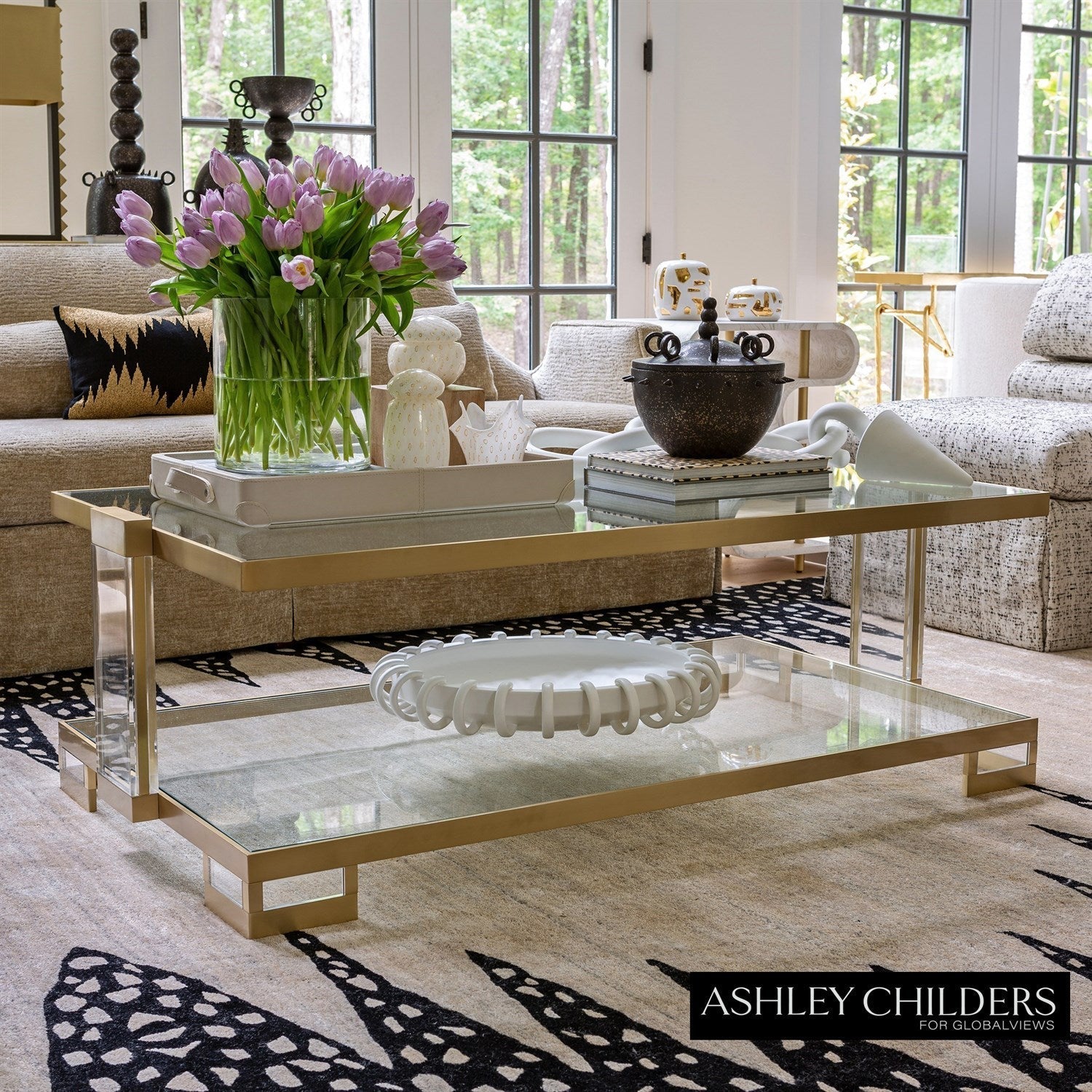 Global Views Beige Black Tristan Rug