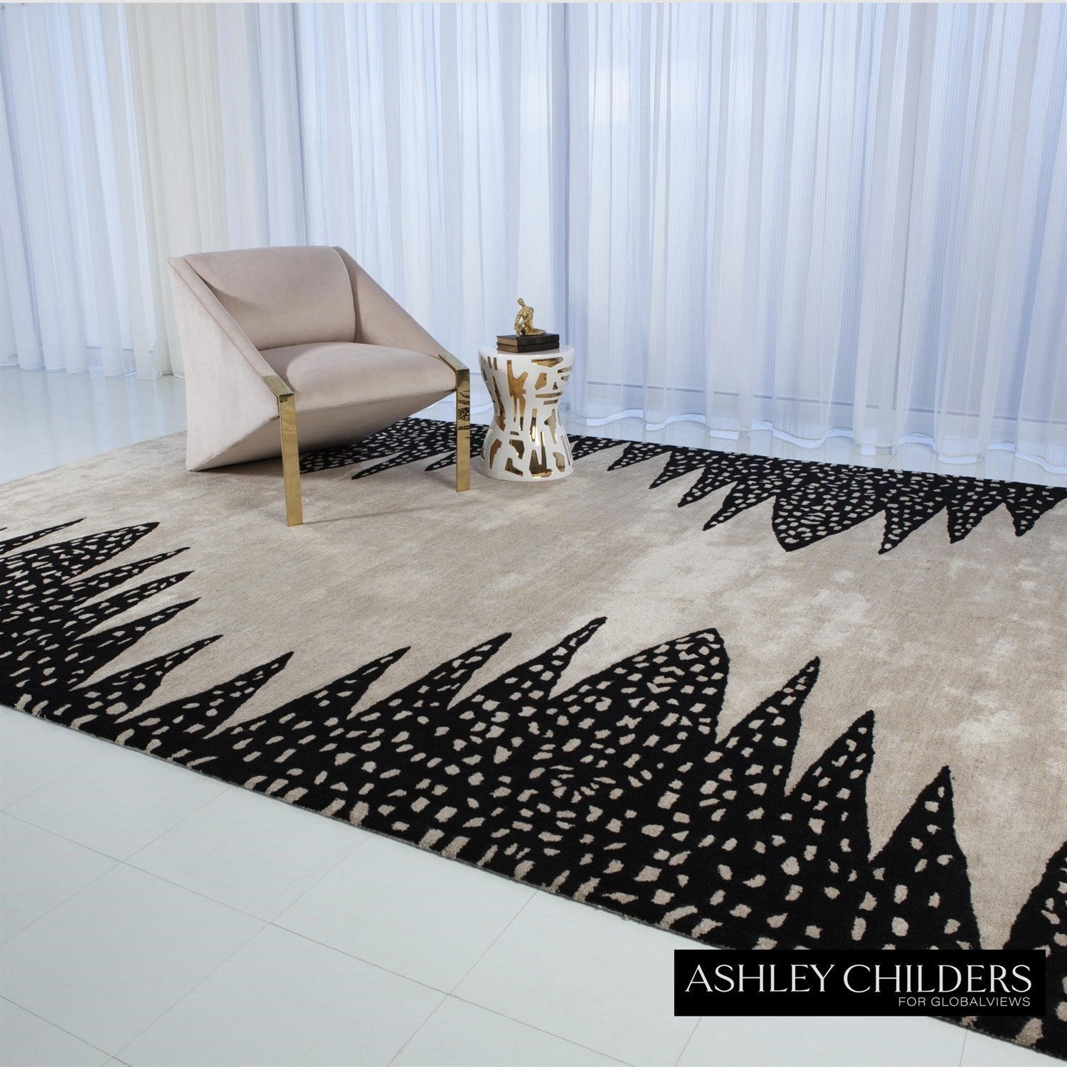 Global Views Beige Black Tristan Rug