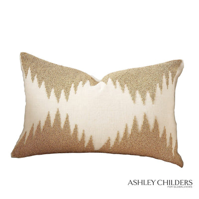 Global Views Gold Seed Beads Bone Tristan Pillow by Ashley Childers