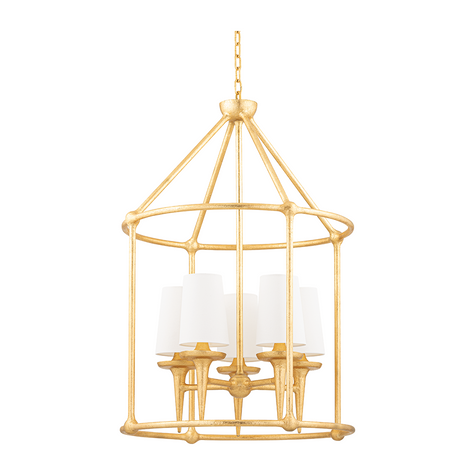 Hudson Valley Lighting Torch 5 Light 25 inch Gold Leaf Lantern Ceiling Light Clearance