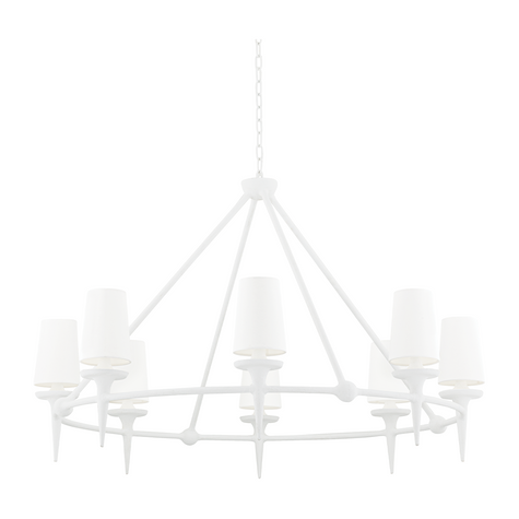 Hudson Valley Lighting Torch 8 Light 48 inch White Plaster Chandelier Ceiling Light