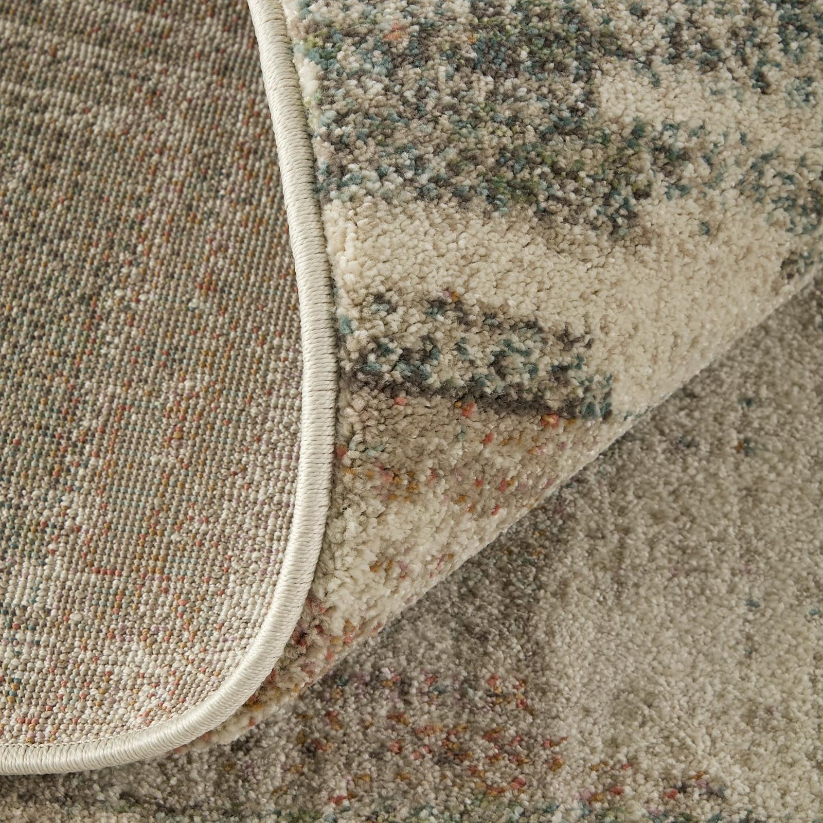 Feizy Eden 39QWF Modern Abstract Rug in Ivory/Gray/Green