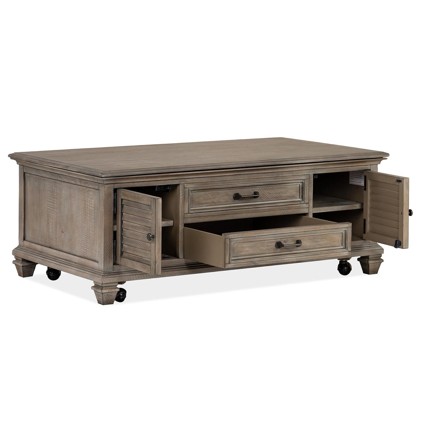 Magnussen Home Lancaster Dovetail Grey Lift Top Storage Cocktail Table With Casters